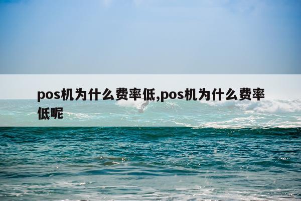 pos机为什么费率低,pos机为什么费率低呢