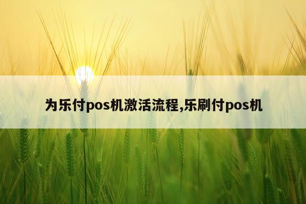为乐付pos机激活流程,乐刷付pos机