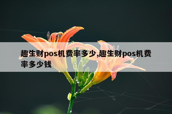 趣生财pos机费率多少,趣生财pos机费率多少钱