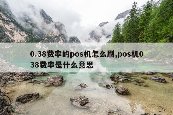 0.38费率的pos机怎么刷,pos机038费率是什么意思