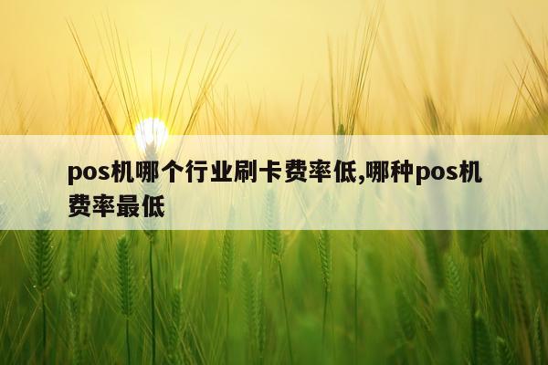 pos机哪个行业刷卡费率低,哪种pos机费率最低