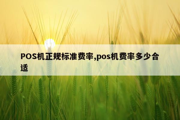 POS机正规标准费率,pos机费率多少合适