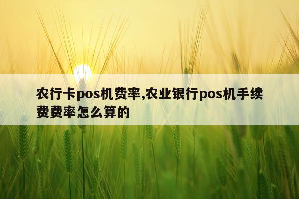 农行卡pos机费率,农业银行pos机手续费费率怎么算的