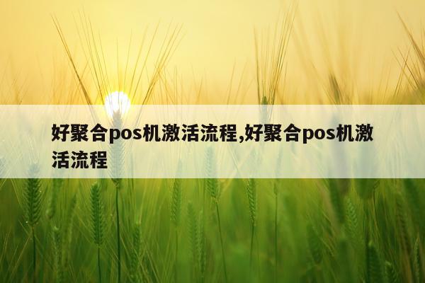 好聚合pos机激活流程,好聚合pos机激活流程
