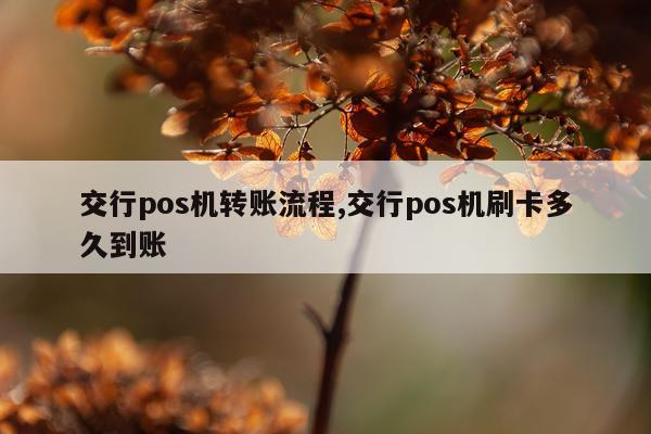 交行pos机转账流程,交行pos机刷卡多久到账