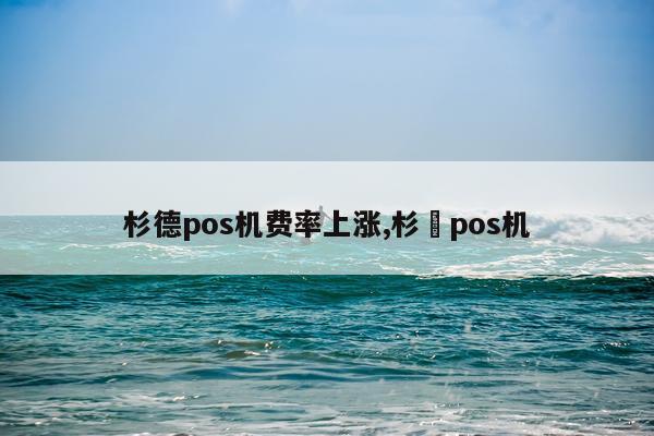 杉德pos机费率上涨,杉徳pos机