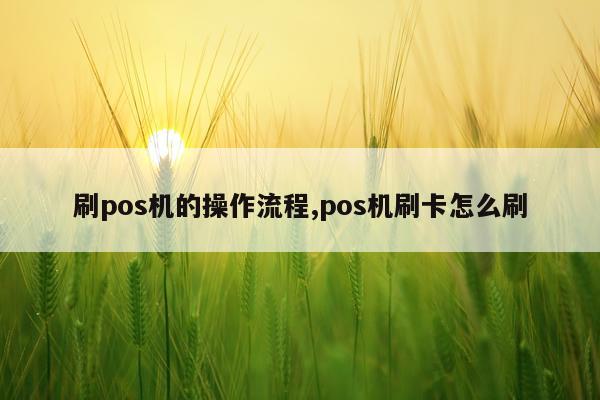 刷pos机的操作流程,pos机刷卡怎么刷