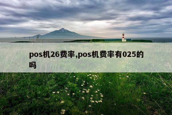 pos机26费率,pos机费率有025的吗