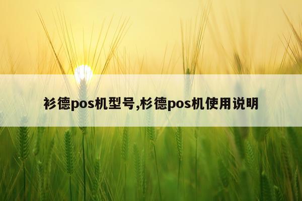 衫德pos机型号,杉德pos机使用说明