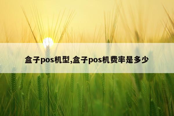 盒子pos机型,盒子pos机费率是多少