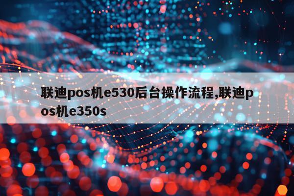 联迪pos机e530后台操作流程,联迪pos机e350s
