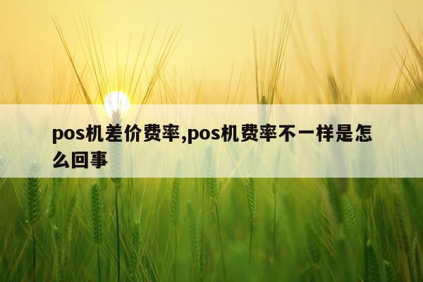 pos机差价费率,pos机费率不一样是怎么回事