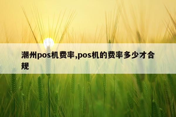 潮州pos机费率,pos机的费率多少才合规