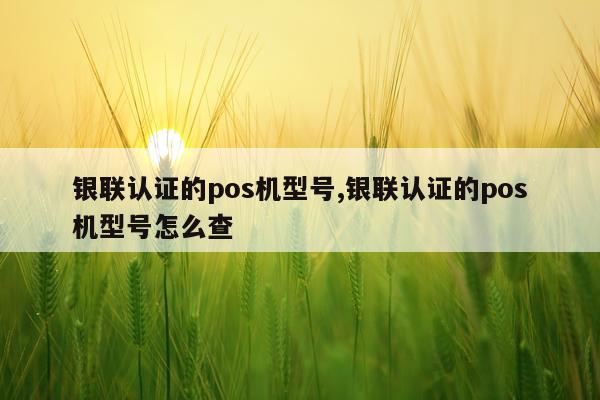 银联认证的pos机型号,银联认证的pos机型号怎么查