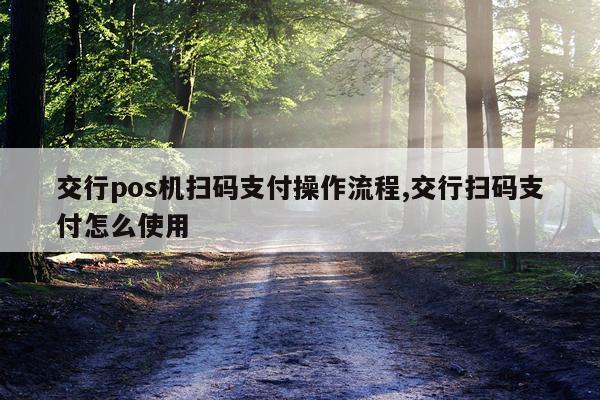 交行pos机扫码支付操作流程,交行扫码支付怎么使用
