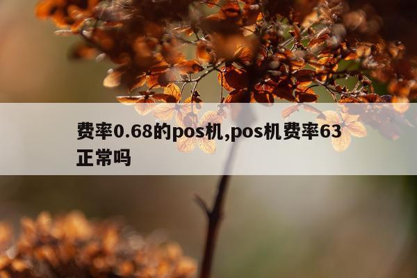 费率0.68的pos机,pos机费率63正常吗